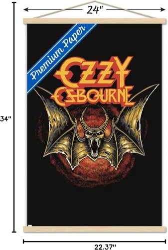Vista 7 de Trends International Ozzy Osbourne - Póster de pared con logotipo de murciélago, 22.37 x 34.00 pulgadas, paquete de impresión premium y colgador