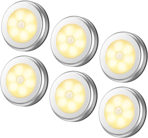 Vista 10 de AMIR Luz con sensor de movimiento mejorada de 3.15 pulgadas para interiores, inalámbrica, funciona con pilas, luces LED nocturnas adhesivas