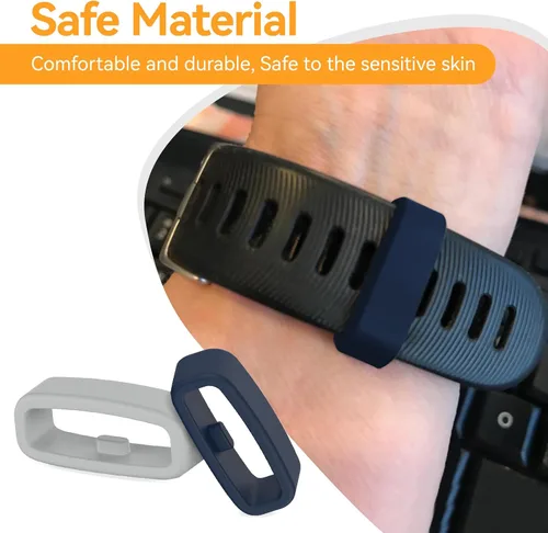 Vista 6 de Paquete de 6 anillos de sujeción compatibles con Fitbit Versa 4/3/2/Sense/Sense 2/Versa Lite/SE Band Keeper, correa de repuesto de silicona