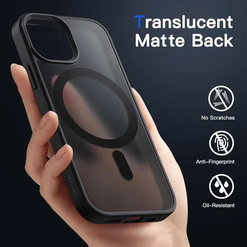 Vista 4 de JETech Funda magnética para iPhone 13 Mini de 5.4 pulgadas, compatible con MagSafe, translúcida mate, delgada, a prueba de golpes, color negro