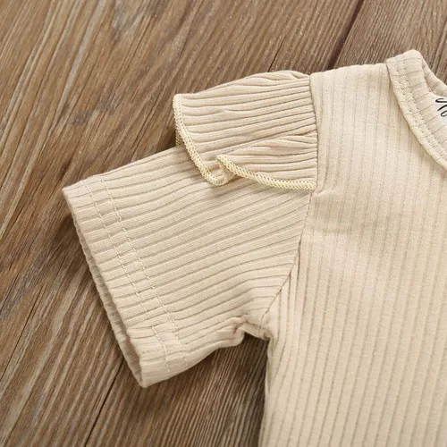 Vista 2 de Chyrbaby Ropa para bebé niña recién nacida, traje con volantes, traje acanalado, pantalones florales con diadema..