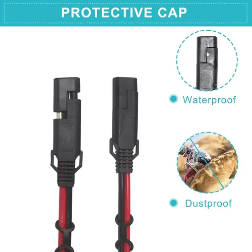 Vista 6 de SAE 16AWG Cable de Extensión para Cargador de Batería de Servicio Pesado de 6 Pies con Conector SAE de 2 Pines de Desconexión Rápida y Adaptador