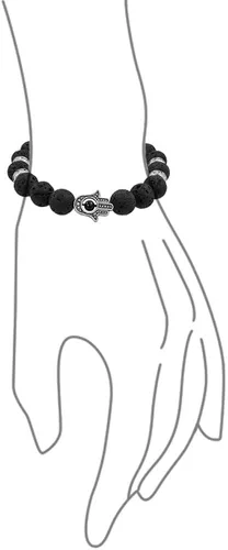 Vista 2 de Talisman Amuleto apilable piedras preciosas ojo de tigre nuevo jade serpentina negro lava Rock Hamsa mano estiramiento pulsera para mujeres hombres