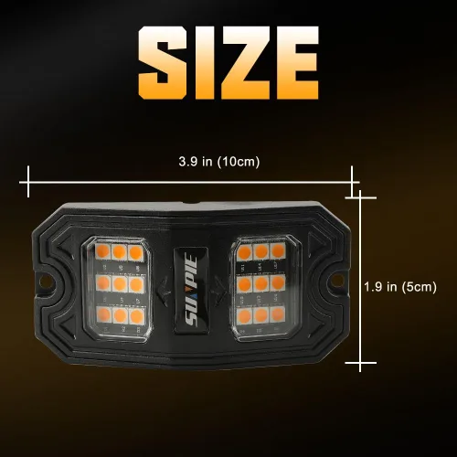 Vista 5 de SUNPIE 8 cápsulas de luz LED de roca ámbar de conexión rápida, 18 chips de ángulo amplio, cables de extensión de 4M para cada luz, almohadillas