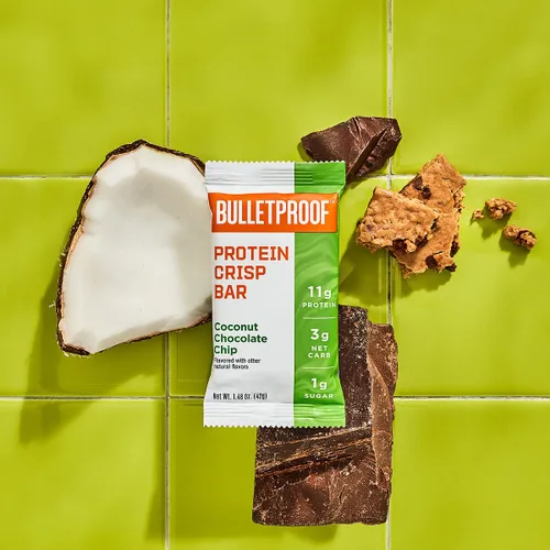 Vista 3 de Bulletproof Barras crujientes de proteína de chocolate de coco, 12 unidades, altas en proteínas, bajas en azúcar