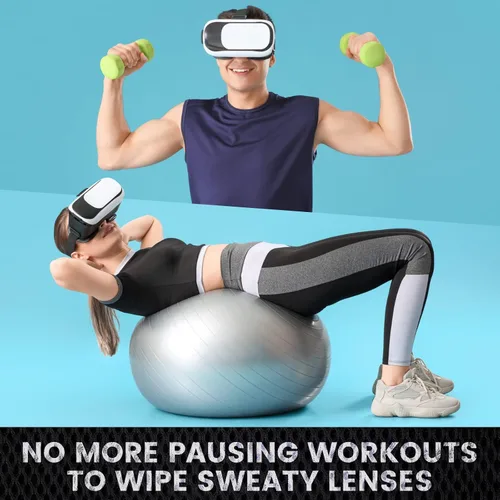 Vista 4 de Protector de sudor para Oculus Quest 2 VELLAA OculusMeta Quest 2 accesorios ajustables VR banda de sudor transpirable VR máscara