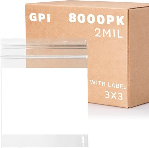 Vista 38 de GPI - Mini bolsas con cremallera de 1 x 1 pulgada, paquete de 100 bolsas de plástico transparente con cierre con cremallera con bloque blanco