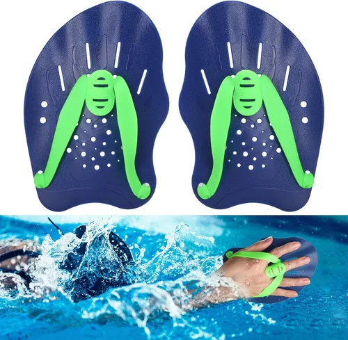 Vista 6 de Hianjoo Aletas de Mano para Natación para Adultos y Jóvenes (1 Par), Aletas de Natación de Fuerza de Entrenamiento para Piscina, Accesorios