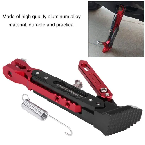 Vista 3 de KIMISS Soporte lateral de pie ajustable para NMAX, para NMAX 155 2015-2016 y NMAX 125, soporte de estacionamiento rojo