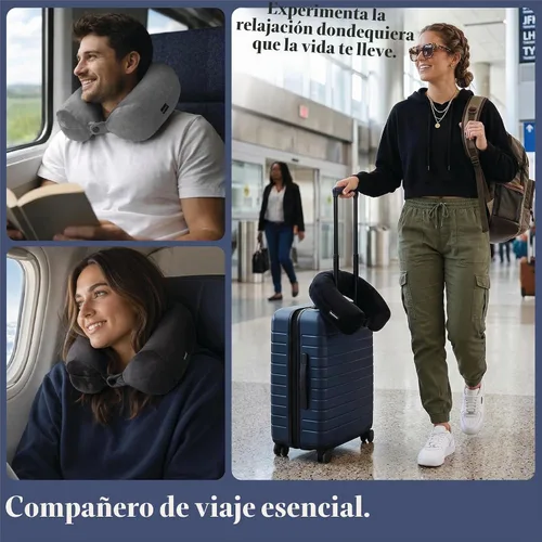 Vista 6 de Brookstone Free Form Almohada de Viaje - Almohada de Cuello de Viaje de Espuma Viscoelástica Ligera y Flexible para Dormir, Automóvil, Avión y Azul