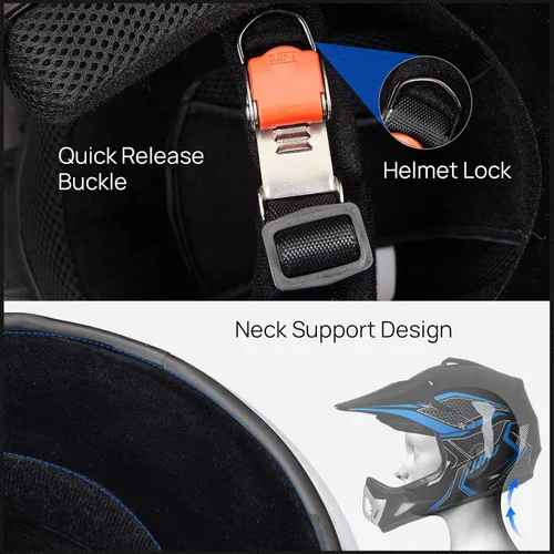 Vista 5 de ILM - Casco para niños o jóvenes para motocross o cuatrimoto o calle, de cara completa, para moto, incluye lentes y guantes, aprobado por el DOT