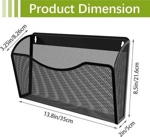 Vista 4 de EasyPAG Mesh Collection organizador de archivos y cartas para montar en pared, Negro