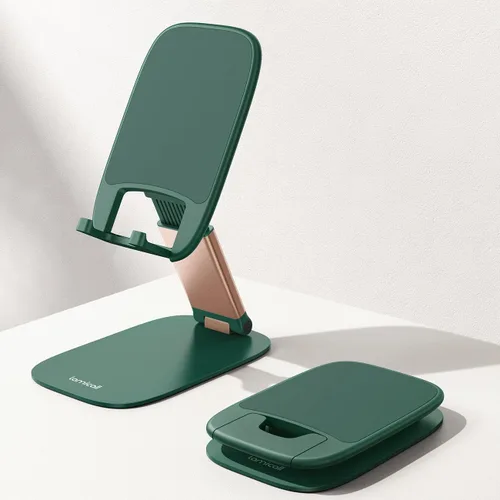 Vista 11 de Lamicall - Soporte de teléfono ultrafino para escritorio, soporte plegable para teléfono celular, altura ajustable, base pesada resistente, funda