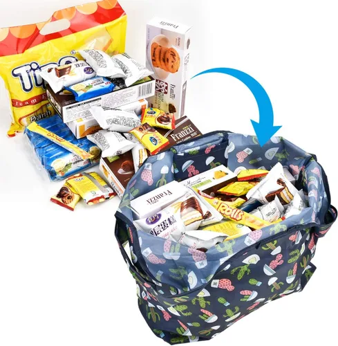 Vista 4 de inOne Bolsas de comestibles reutilizables Bolsas de compras plegables portátiles con bolsa