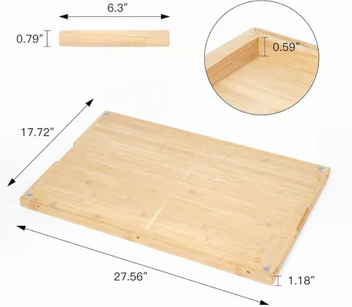 Vista 7 de Tabla de cortar de bambú de doble cara de 28 x 18 pulgadas con ranura para jugo, tablas de cortar grandes de madera para cocina, tabla de cortar