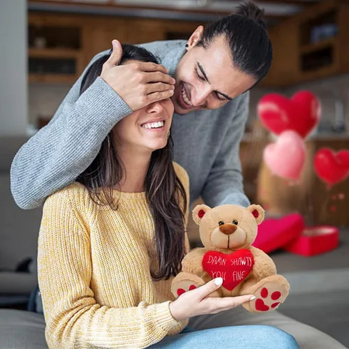Vista 6 de CaseTank Regalos para el día de San Valentín para sus hijos: oso de peluche de 10 pulgadas divertido y lindo regalo de peluche, regalos