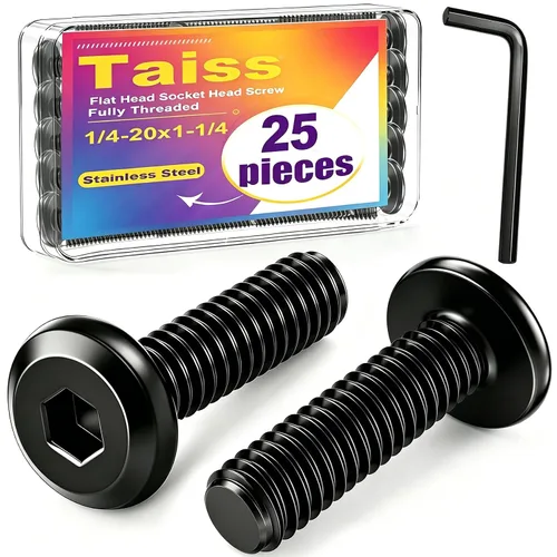 Vista 10 de Taiss 10 piezas de tornillos de cabeza hexagonal de 5/16-18x1, pernos para muebles, tornillos para muebles de acero inoxidable 304, pernos de 1/4