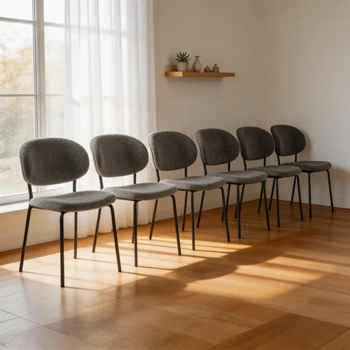Vista 12 de Homedot Juego de 2 sillas de comedor tapizadas negras, modernas sillas de cocina de mediados de siglo tapizadas con cojín acolchado para comedor