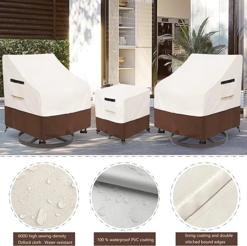 Vista 7 de Cubiertas para juego de muebles de patio Aacabo para 3 piezas de bistró al aire libre, cubierta impermeable 100% para muebles de exterior para 2