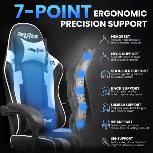 Vista 6 de Silla ergonómica de PC para adultos, soporte de 7 puntos