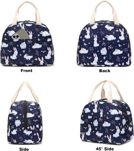 Vista 5 de Bolsa de almuerzo de conejo para mujeres y niñas, bolsas de picnic reutilizables con aislamiento para adultos y niños, trabajo, escuela, senderismo