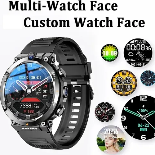 Vista 3 de Reloj inteligente con tarjeta SIM 4G, pantalla redonda de 1.39 pulgadas/cámara dual/con frecuencia cardíaca/cuerpo ultrafino/posicionamiento NFC