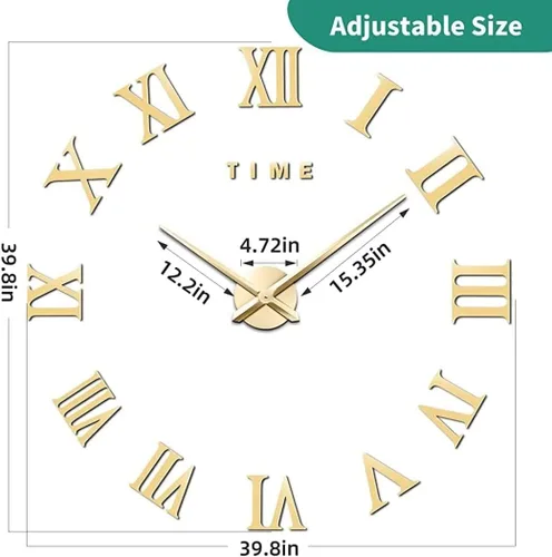 Vista 7 de Gran reloj de pared 3D DIY decoración de espejo sin marco kit de reloj de pared para el hogar, sala de estar, dormitorio, oficina, decoración C