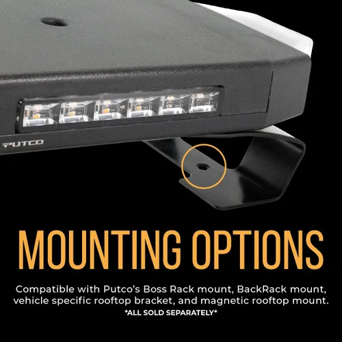 Vista 8 de Putco Hornet™ Barra de Luz Estroboscópica LED Ámbar Sigilosa para Techo, Barra de Luz LED de 16" de Largo - Estroboscópica Ámbar