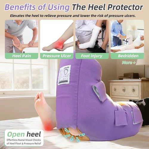 Vista 7 de Protector de talón de espuma extra largo para úlceras por presión, almohada de pie para pacientes postrados en cama, almohada de tobillo para dolor