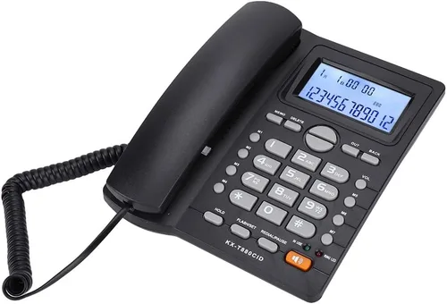Vista 4 de Teléfono fijo con cable, conjunto de extensión de doble puerto, pantalla de identificación de llamadas de teléfono con cable de escritorio