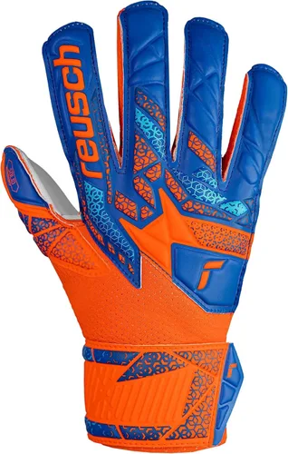 Vista 5 de Reusch Attrakt Solid Finger Support Junior Goalie Gloves Durable & Breathable Soccer Youth Goalkeeper Gloves Orange & Blue