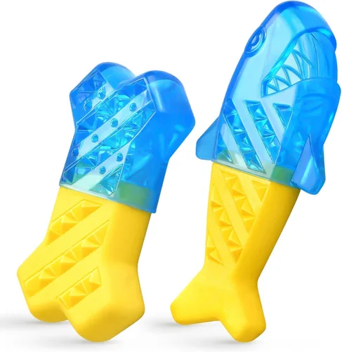 Vista 8 de Pawaboo Juguetes masticables refrescantes para perros, paquete de 2 juguetes congelables para dentición de mascotas para cachorros para enfriar