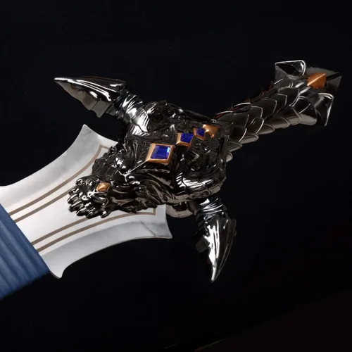 Vista 3 de Espada Lothar de acero inoxidable de 42.5 pulgadas, espada de garra de dragón retro martial arts sword with hanging plate, dragon relief craft