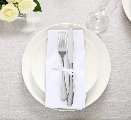 Vista 6 de Utopia Kitchen - Servilletas de tela blancas, paquete de 12 (50 x 50 cm), mezcla de algodón absorbente, lavables y reutilizables para cena, 2-Blanco