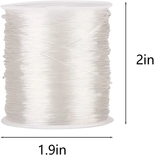 Vista 2 de Pulsera elástica de cristal transparente de 328 pies para hacer joyas, collares, pulseras, hilo de cuentas, 0.031 in