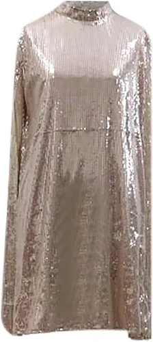 Vista 5 de Vestido de lentejuelas para fiesta de noche de mujer, vestido de club con purpurina brillante, vestido de cumpleaños sexy con cuello alto falso