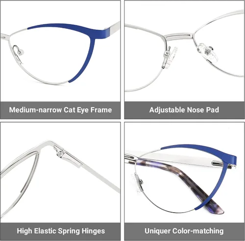 Vista 6 de Zeelool Gafas de bloqueo de luz azul ojo de gato de metal para mujer Sydney FM0125