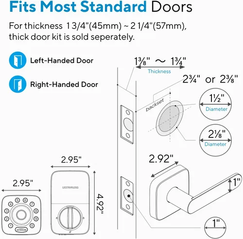 Vista 12 de ULTRALOQ U-Bolt Pro WiFi - Cerradura inteligente con manija, juego de cerradura de puerta sin llave con huella digital y palanca, cerradura