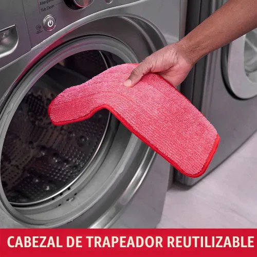 Vista 8 de Rubbermaid Reveal - Kit de limpieza de suelos con trapeador rociador, 3 almohadillas húmedas de microfibra reutilizables, 1 botella rellenable