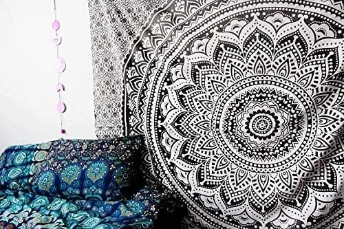 Vista 5 de Popular Handicrafts Original Ombre - Tapiz indio Mandala para pared, ornamento hippie, colcha bohemia con brillo metálico
