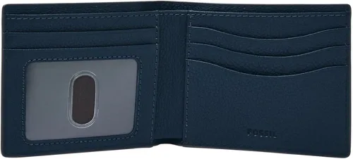 Vista 2 de Fossil Cartera de cuero delgada minimalista plegable con bolsillo frontal para hombre