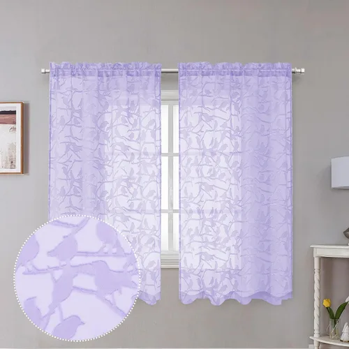 Vista 34 de OVZME Anji Clip Voile Sheer Tiers RD 2X30X36 Negro