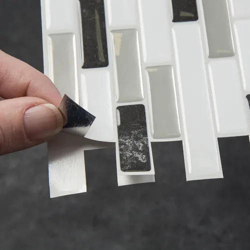 Vista 5 de Tack Tile Protector contra salpicaduras de vinilo para despegar y pegar (mosaico pequeño blanco)