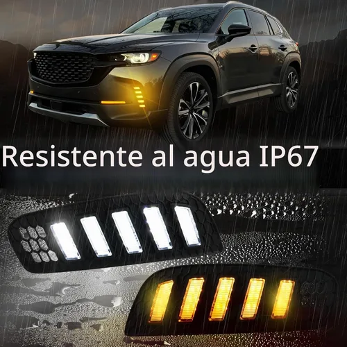 Vista 4 de Luces antiniebla LED para parachoques delantero compatibles con Mazda CX-50 2023-2024 DRL Accesorios para lámparas de señal de giro