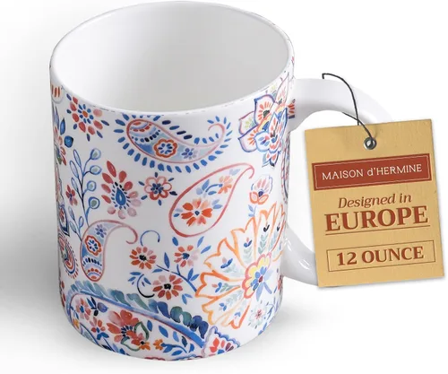 Vista 68 de Maison d' Hermine Taza de café con asas, tazas de porcelana fina de hueso, paquete de una taza de té para bebidas calientes, capuchino, latte