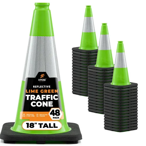 Vista 22 de Xpose Safety Conos de tráfico naranjas de 12 pulgadas con collar de 4 pulgadas, paquete de 4 conos de seguridad de plástico PVC multiusos