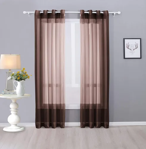 Vista 25 de Interior Trends Ariana - Juego de 2 cortinas de gasa transparente totalmente cosida con ojales (63 pulgadas de largo, beige)