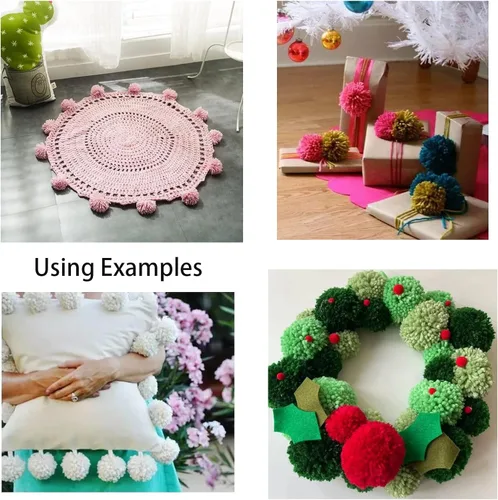 Vista 2 de Paquete de 12 pompones de hilo para sombreros 8CM-3PULADAS Suministros de fiesta Arte y manualidades hechas a mano Accesorios decorativos (Negro)