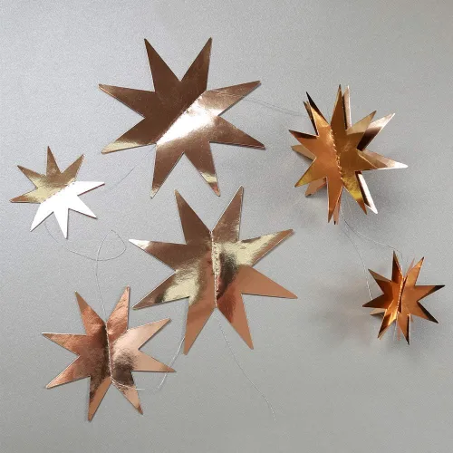 Vista 2 de Decor365 Guirnaldas de Estrellas Centelleantes Dorado Champán Decoraciones de Fiesta Pancarta de Estrellas Decoración Colgante de Techo Serpentina