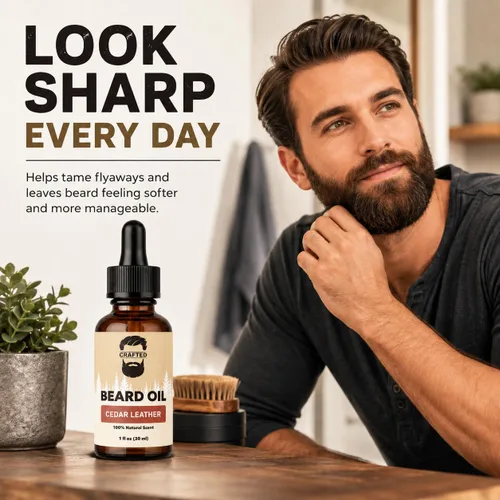 Vista 5 de Aceite para barba de Crafted Beards – Acondicionador de aceite para barba – Deja tu barba sintiéndose increíble – Todos los ingredientes naturales